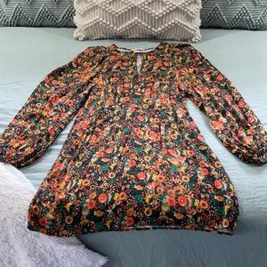 Multi color flower long sleeve dress